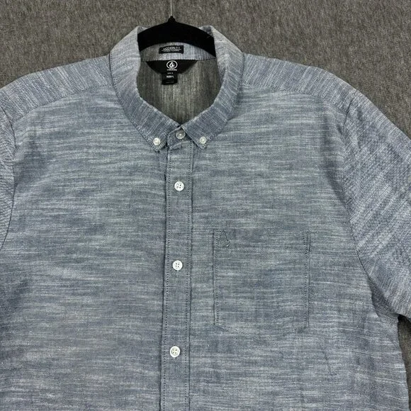 Volcom Shirt Mens Large Modern Fit Short Sleeve Button Up Chest Pocket Casual - Picture 2 of 10